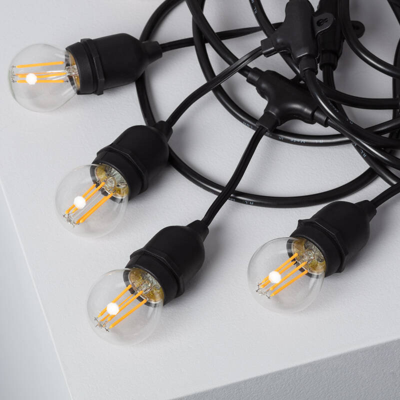 Imagem de Kit Grinalda Waterproof 5.5m Preto + 8 Lâmpadas LED E27 Filamento 4W