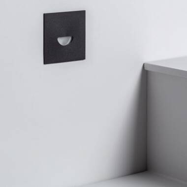 Imagen de Baliza Exterior LED 2W Empotrable Pared Cuadrado Negro Guell