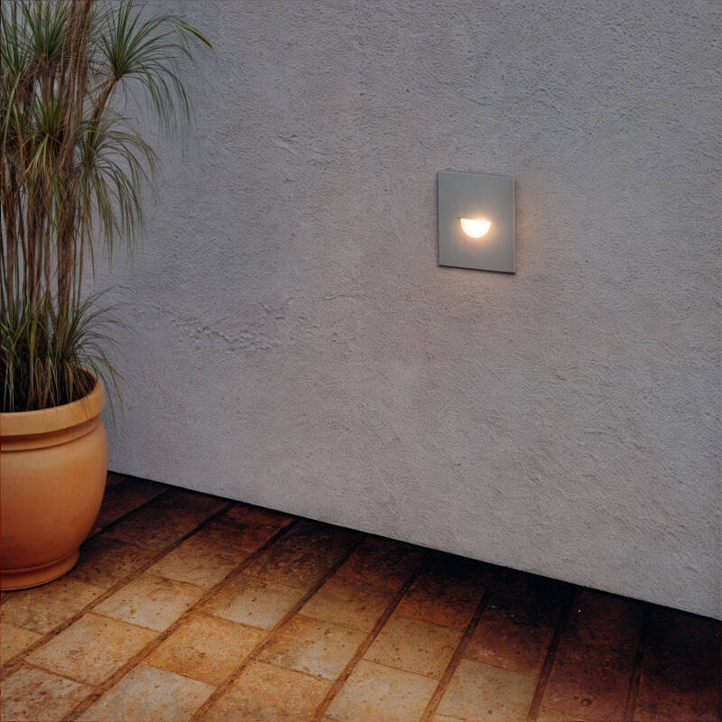 Imagen de Baliza Exterior LED 2W Empotrable Aluminio Pared Cuadrado Blanco Guell
