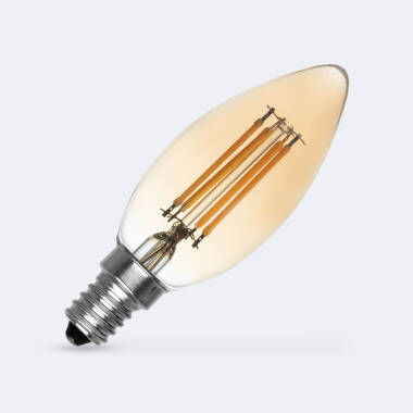 Bombilla Filamento LED E14 6W 600 lm Regulable C35 Vela Gold