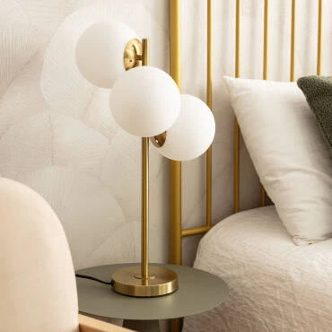 Fotografía del producto: Lámpara de Mesa Metal y Cristal Moonlight Brass 3 Focos