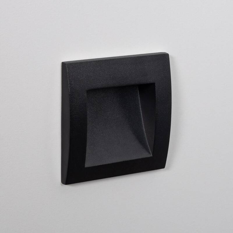 Imagem de Baliza Exterior LED 4W, Encastrável, em Alumínio, para Parede, Quadrada, Preta, Leif