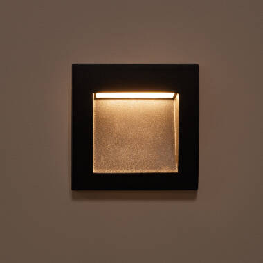 Imagen de Baliza Exterior LED 4W Empotrable Aluminio Pared Cuadrado Negro Leif