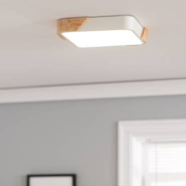 Fotografia do produto: Plafón LED 18W Quadrado Madeira 325x325 mm CCT Selecionável Semi-Dari 