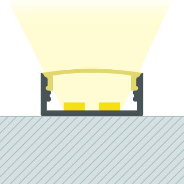 Perfil de Alumínio Superfície com Tampa Continua para Fita Dupla LED até 20 mm