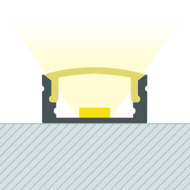 Perfil de Aluminio Superficie con Tapa Continua para Tiras LED hasta 12 mm