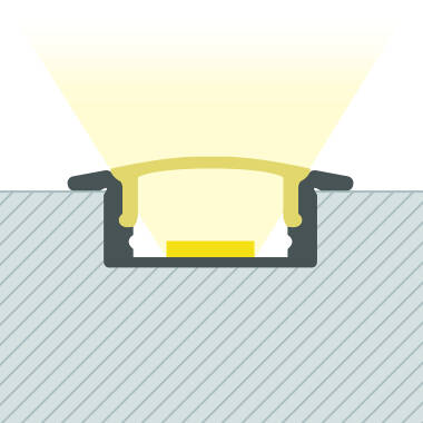 Perfil de Aluminio Empotrable con Tapa Continua para Tiras LED de hasta 12 mm