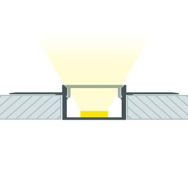 Perfil de Alumínio com Tampa Contínua Integração em Gesso/Pladur para Fita LED até 20mm