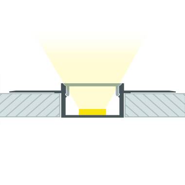 Perfil de Alumínio com Tampa Contínua Integraçõ em Gesso/Pladur para Fita LED até 15mm
