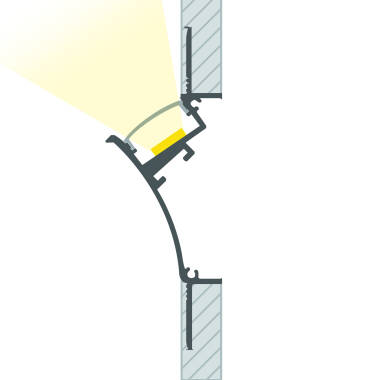 Perfil de Alumínio Encastrável para Gesso/Pladur com Tampa Contínua para Fita LED até 20mm