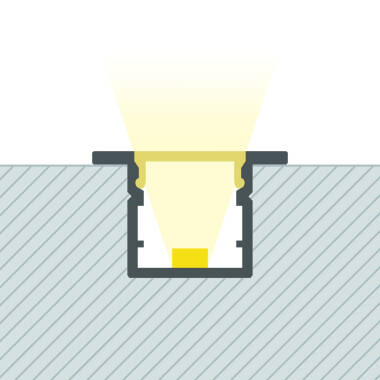Perfil de Aluminio Empotrable con Tapa Continua Estrecho para Tiras LED hasta 6 mm