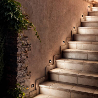 Imagen de Baliza Exterior LED 2W Empotrable Pared Cuadrado Negro Guell