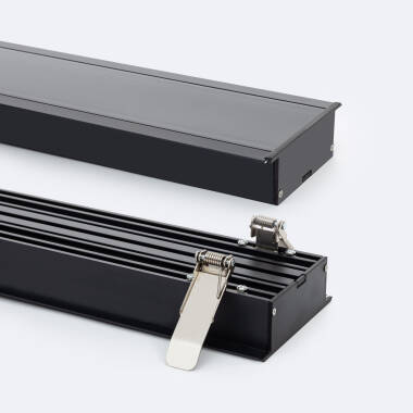 Perfil de Aluminio Empotrable Gran Tamaño con Tapa Continua para Tiras LED hasta 60mm