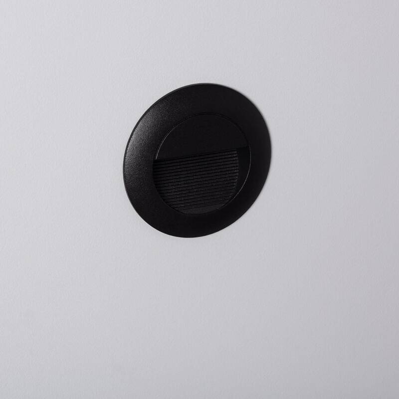 Imagem de Baliza LED de 3 W Encastrável em Alumínio Parede Circular Preta Occulare