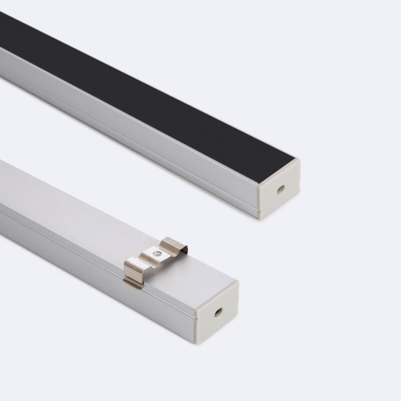 Imagem de Perfil de Alumínio Superfície com Tampa Contínua para Fita Dupla LED até 22mm