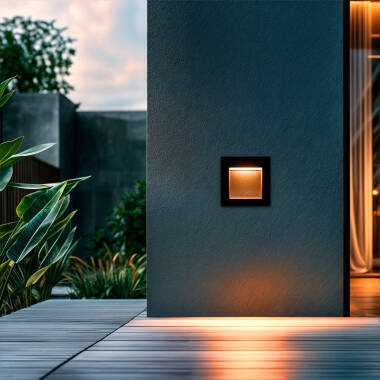 Imagen de Baliza Exterior LED 4W Empotrable Pared Cuadrado Negro Leif