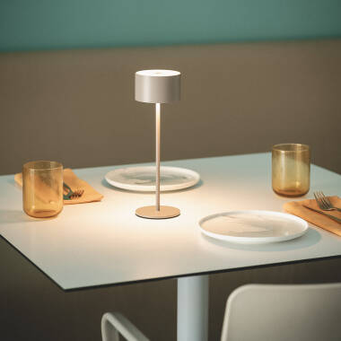 Imagen de Lámpara de Mesa LED Portátil Exterior con Batería USB Recargable Metal Mounka Round