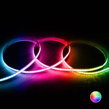 Fotografía del producto: Tira LED 24V RGB COB 420 LED/m 5m 18W/m Ancho 10mm Corte 5cm IP20