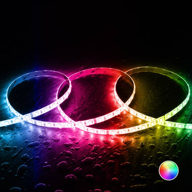 Tira LED 24V RGB SMD 60 LED/m 5m 9W/m Ancho 10mm Corte 10cm IP65