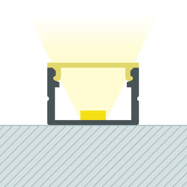 Perfil Aluminio Superficie para Tira LED hasta 15 mm con Tapa Continua
