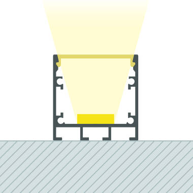 Perfil Aluminio Superficie con anclaje Empotrado mediante clips para Tira LED hasta 24 mm