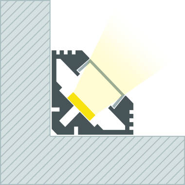 Perfil de Alumínio Superfície Esquina 2m para Fita LED até 11 mm