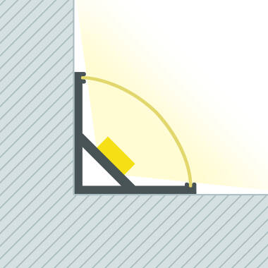 Perfil de Alumínio Esquina Circular com Cobertura Contínua para Fita LED até 10 mm