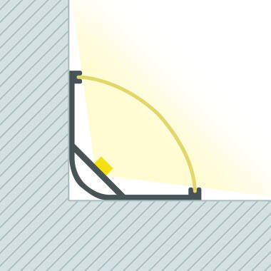 Perfil de Aluminio Esquina Circular con Tapa continua para Tira LED hasta 20 mm