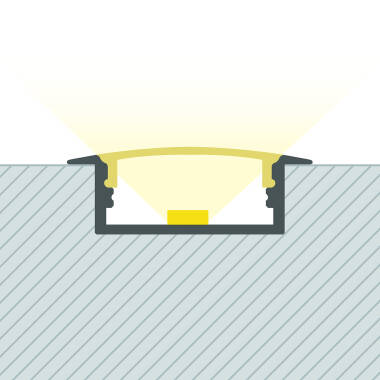 Perfil de Aluminio Empotrable con Tapa Continua para Doble Tira LED hasta 18 mm