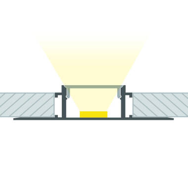 Perfil Alumínio Integração em Gesso / Pladur para Fita LED até 20 mm com Tampa Contínua