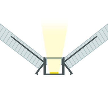Perfil Alumínio Integração em Gesso / Pladur Esquina Interior Fita LED até 9 mm com Tampa Contínua