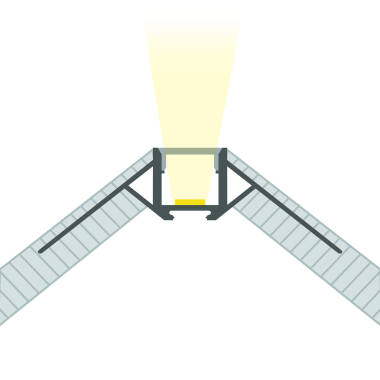 Perfil Alumínio Integração em Gesso / Pladur Esquina Arista Fita LED até 9 mm com Tampa Contínua