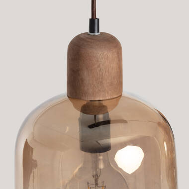 Imagen de Lámpara Colgante Madera y Cristal Amber Dallas 2 Focos  ILUZZIA