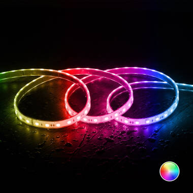 Tira LED RGB 24V DC 60LED/m 5m Sumergible IP68 Ancho 12mm Corte cada 10cm