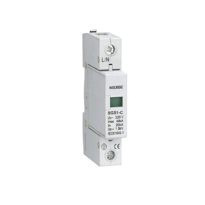 Imagem de Protetor contra sobretensões transitórias MAXGE 1P+N-Classe II-20kA-40kA-1,5kV