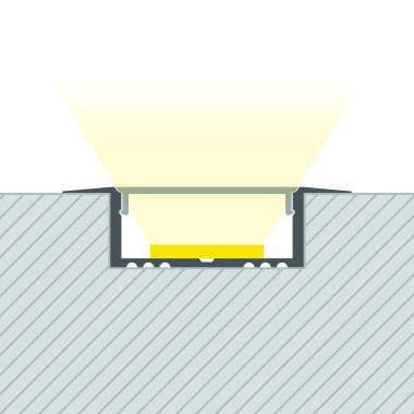 Perfil Aluminio Empotrable para Tiras LED hasta 31 mm con Tapa Continua