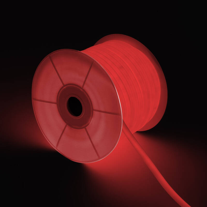 Imagen de Tira LED Neón Regulable 220V BOBINA 50m Rojo Circular 360 9W/m Corte 100cm IP65
