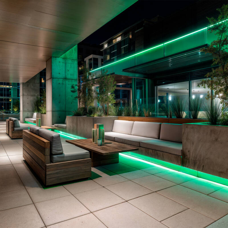 Imagem de Fita Neon LED 7.5 W/m Regulável 220V AC 120 LED/m Semicircular 180º Verde IP67 à Medida Corte a cada 100 cm 