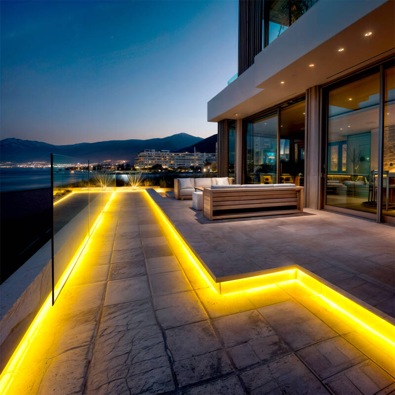 Imagen de Tira LED Neón Regulable 220V Amarillo Semicircular 180 7.5W/m Corte 100cm IP67 a Medida