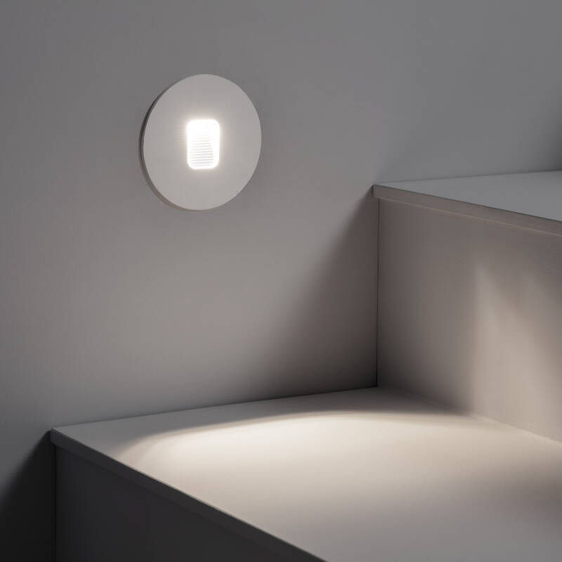 Imagem de Baliza Exterior LED 2W Encastrável na Parede Circular Branco Grasset