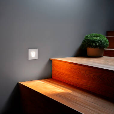 Imagen de Baliza Exterior LED 2W Empotrable Aluminio Pared Cuadrado Blanco Olite
