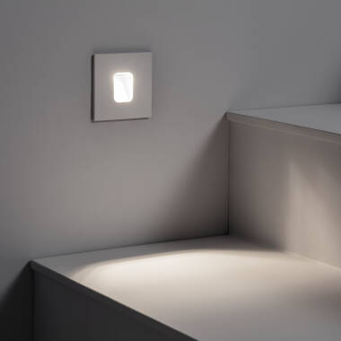 Imagen de Baliza Exterior LED 2W Empotrable Aluminio Pared Cuadrado Blanco Olite