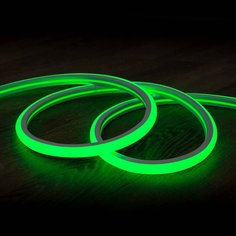 Imagem de Fita LED Neon Regulável 220V Verde Semicircular 180 7.5W/m Corte 100cm IP67 à Medida
