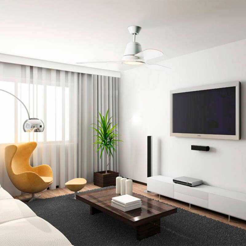 Imagen de Ventilador de Techo Silencioso Tiga Blanco DC 132cm Motor DC LEDS-C4 30-3249-CF-M1 Imagen de Ventilador de Techo Silencioso Tiga Blanco DC 132cm Motor DC LEDS-C4 30-3249-CF-M1