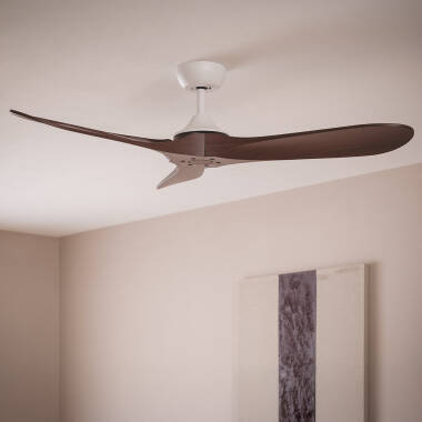 Ventoinha de Teto Silenciosa Spetses Branca Madeira 132cm Motor DC para Exterior