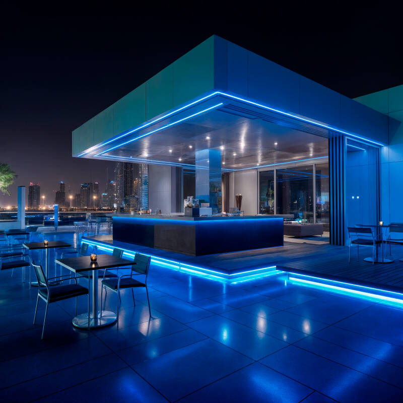 Imagem de Rolo Neon LED Regulável 220V AC 120 LED/m 50 m Circular 360 Azul IP67 a Medida Corte a cada 100 cm