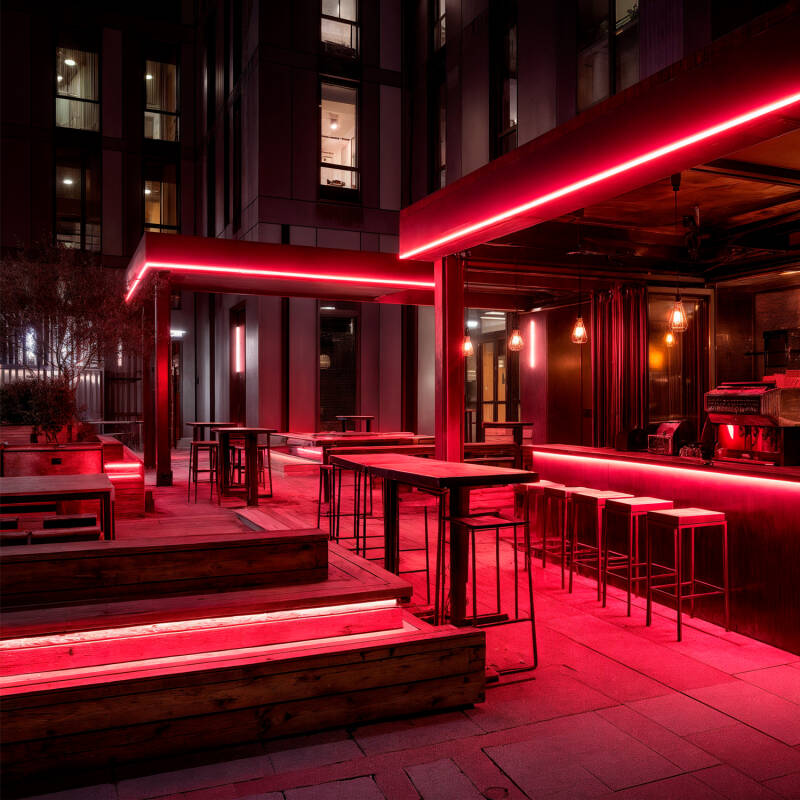 Imagen de Tira LED Neón Regulable 220V BOBINA 50m Rojo Semicircular 180 7.5W/m Corte 100cm IP67