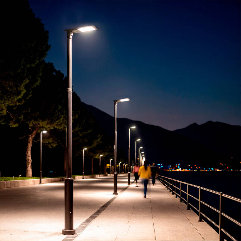 Imagem de Luminária LED Solar 6400lm 160lm/w Sinaí com MPPT e Sensor de Movimento para Iluminação Pública