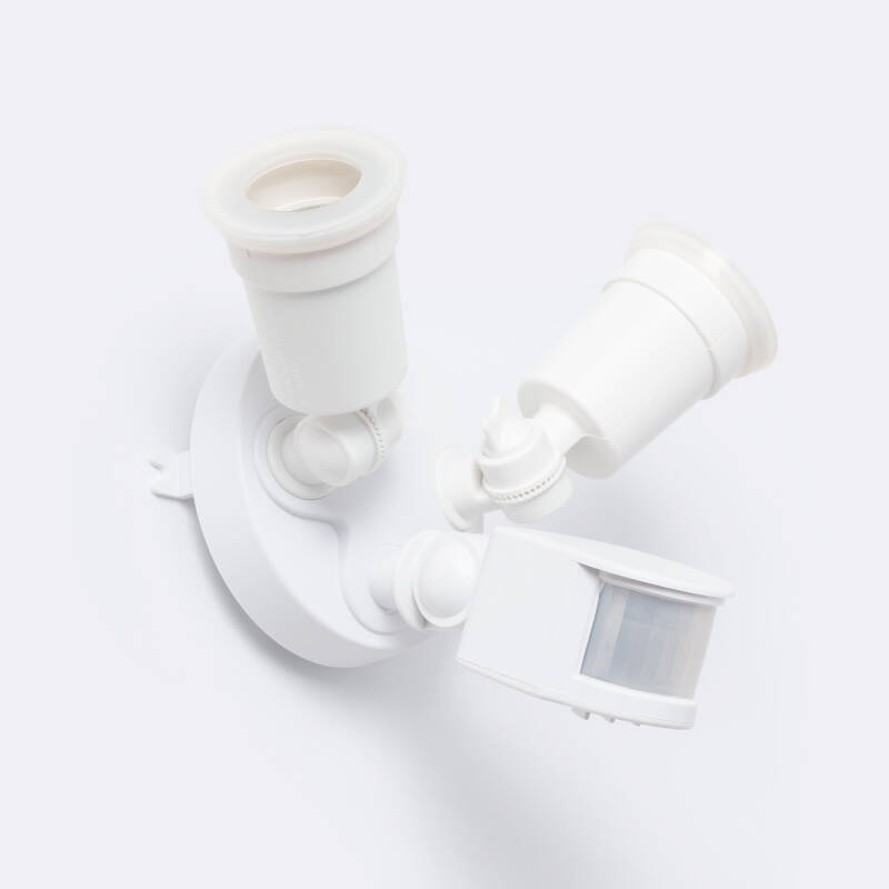 Imagen de Sensor de Movimiento PIR Crepuscular 180º de Pared Exterior IP44 para Dos Bombillas E27