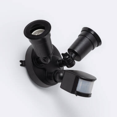 Sensor de Movimento PIR Crepuscular 180º de Parede Exterior IP44 para Duas Lâmpadas E27